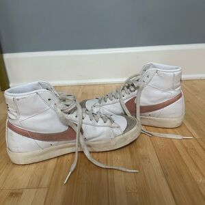 Pink swoosh Nike blazers